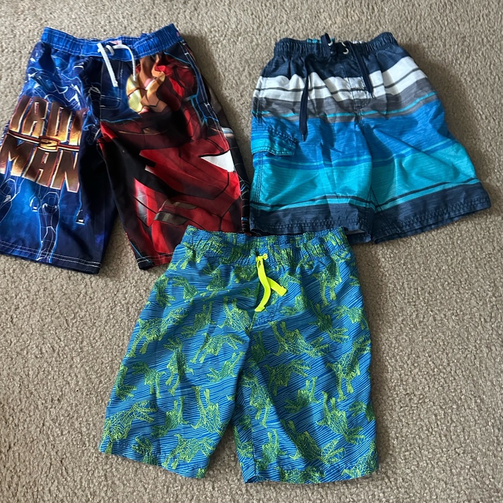 Kids Swim Shorts Set - Blue, Red, Green size 8